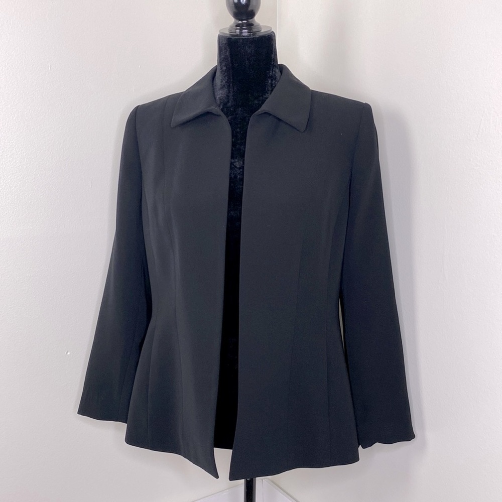 Kasper Womens Black Blazer Jacket Open Front Size 8